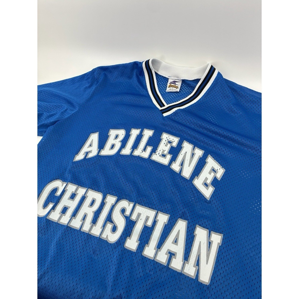 VNTG 90's Abilene Christian Eastbay Mesh Blank Jersey USA Made Blue V-Neck Large